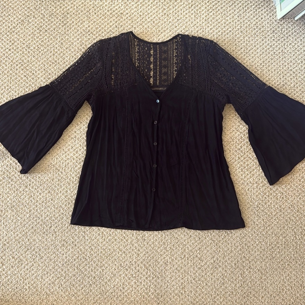 Black crochet detail blouse size medium worn once